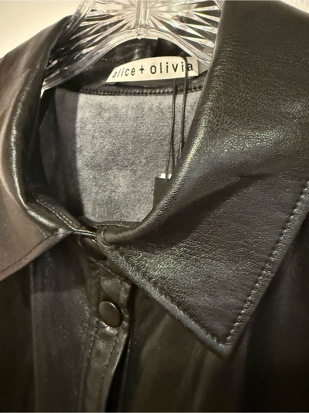 NWT ALICE + OLIVIA Vegan Leather Dress - Picture 5 of 7